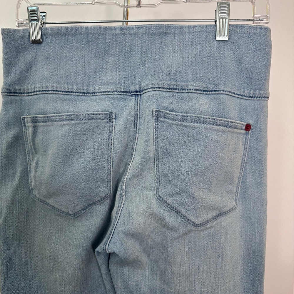 Spanx The Signature Straight Jeans Light Wash Blue Side Zip High Waist Denim 10 - Picture 3 of 9